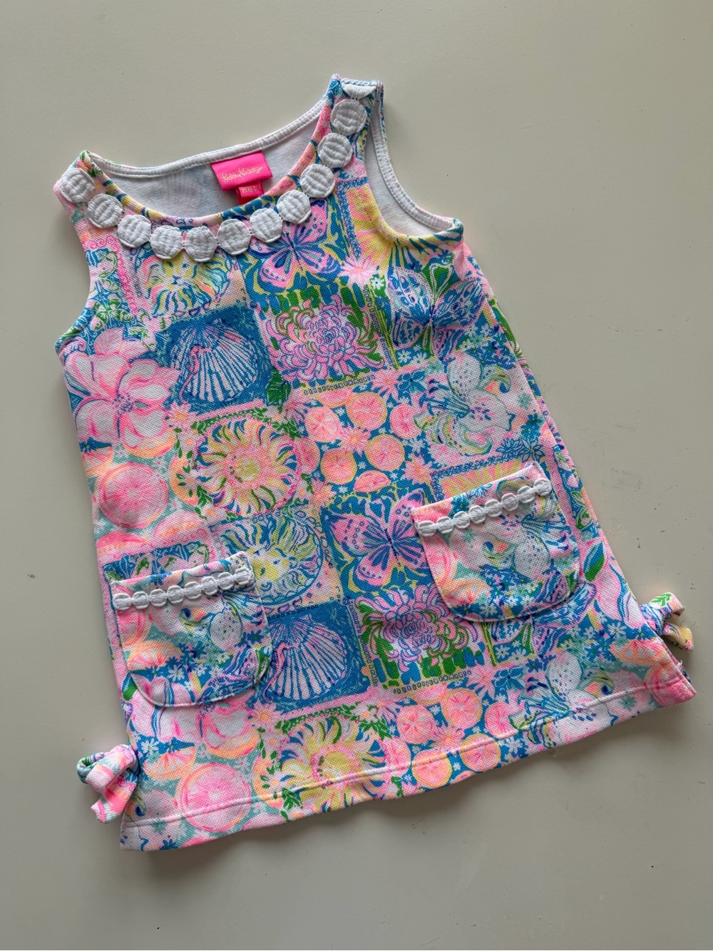Lilly Pulitzer Girls Multicolor Pink Blue Floral Shell Dress (Size 2-3 Years)